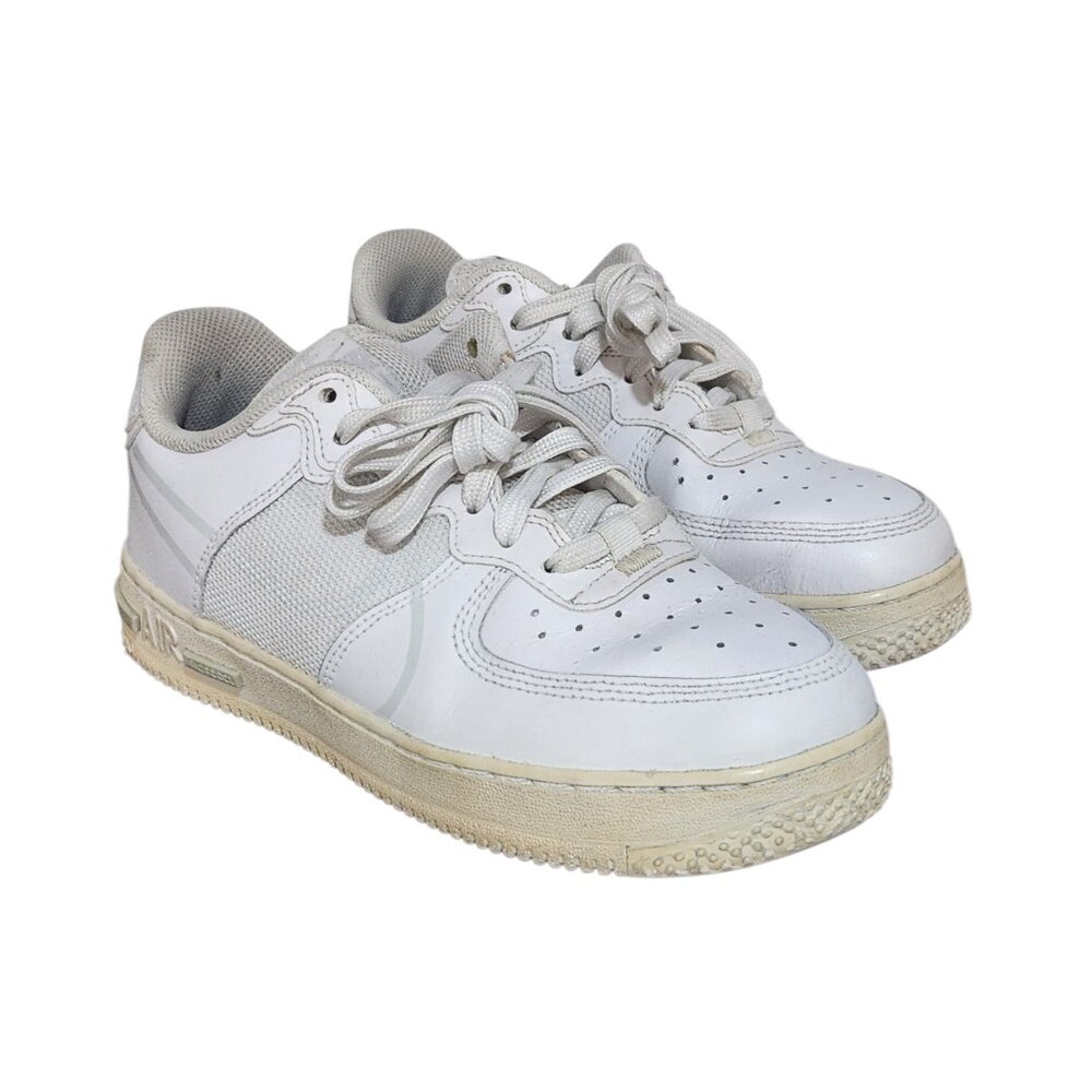 Nike Air Force 1 React GS CT5117-101 White Pure Platinum Sneaker Shoes Size 5.5Y